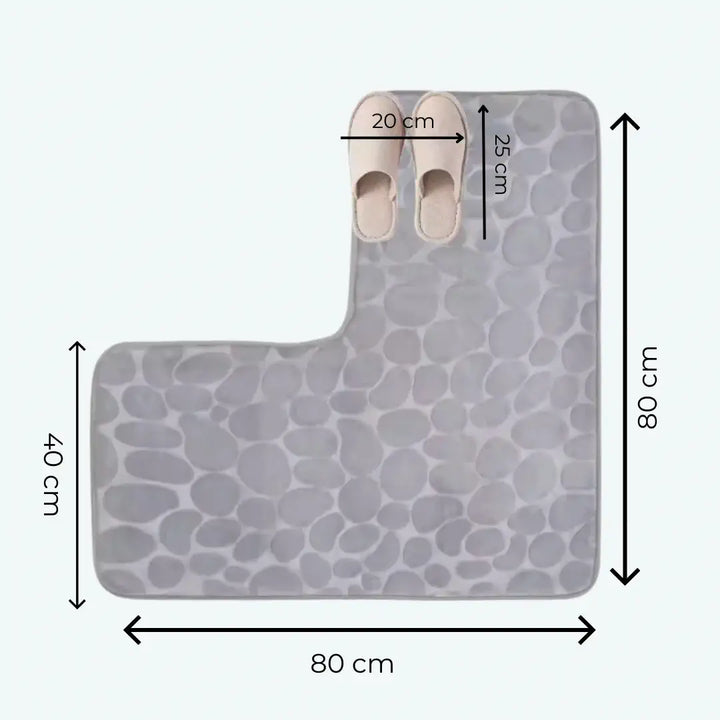 Detalhe do veludo coral macio do tapete antiderrapante, conforto premium e acabamento refinado. dimensoes